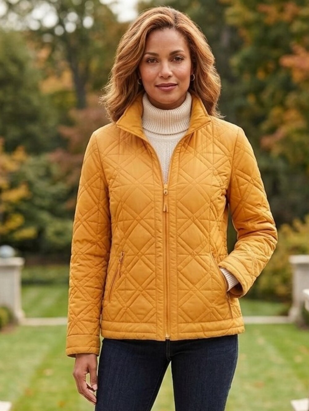 Talbots Quilted Puffer Jacket - Pumpkin Gold Size M